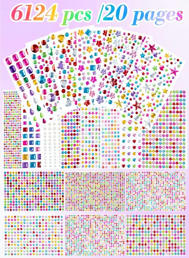 Rasoisof 6124Pcs Gem Stickers-Self-Adhesive Face Jewelry Stickers, Acrylic Gems DIY Crafts, Sparkling Heart-Shaped Rhinestone for Kids, for Party & Holiday Supplies - Image 3
